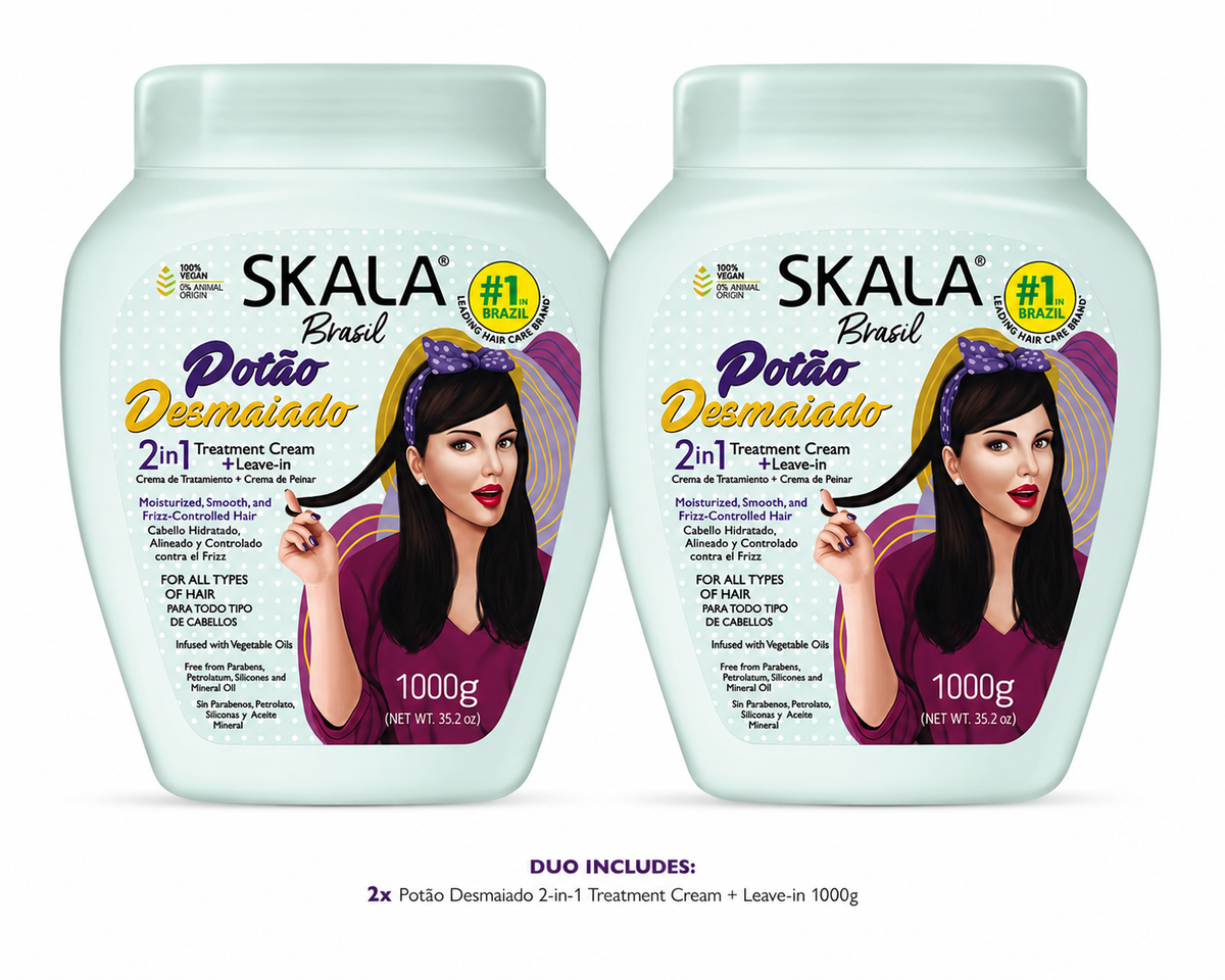 Skala Brasil Potão Desmaiado 2-in-1 Hair Treatment Cream Duo | 2 x 1000g Anti-Frizz & Smoothing Treatment