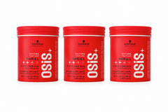 Schwarzkopf OSiS+ Thrill elastic fibre gum trio, three red styling paste jars