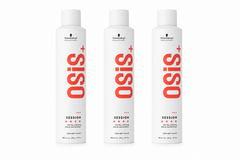 Schwarzkopf OSiS+ Session extra strong hold hairspray trio, three white spray cans