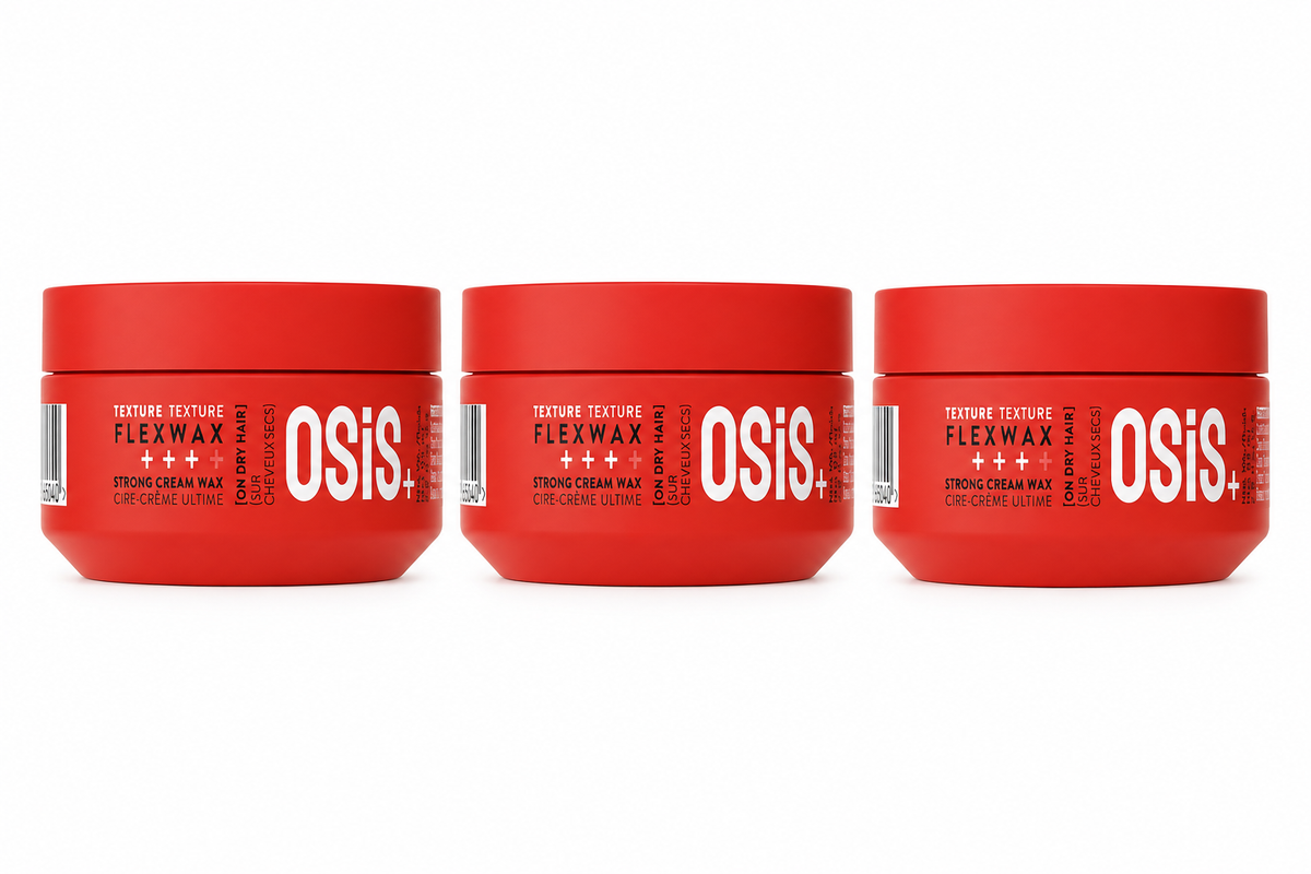 OSiS Flexwax strong cream wax trio with three red hair wax tubs