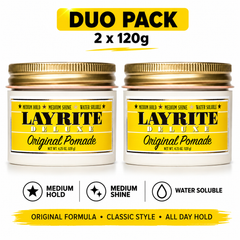 Layrite Original Pomade duo pack: two 120g jars, medium hold, medium shine, water soluble