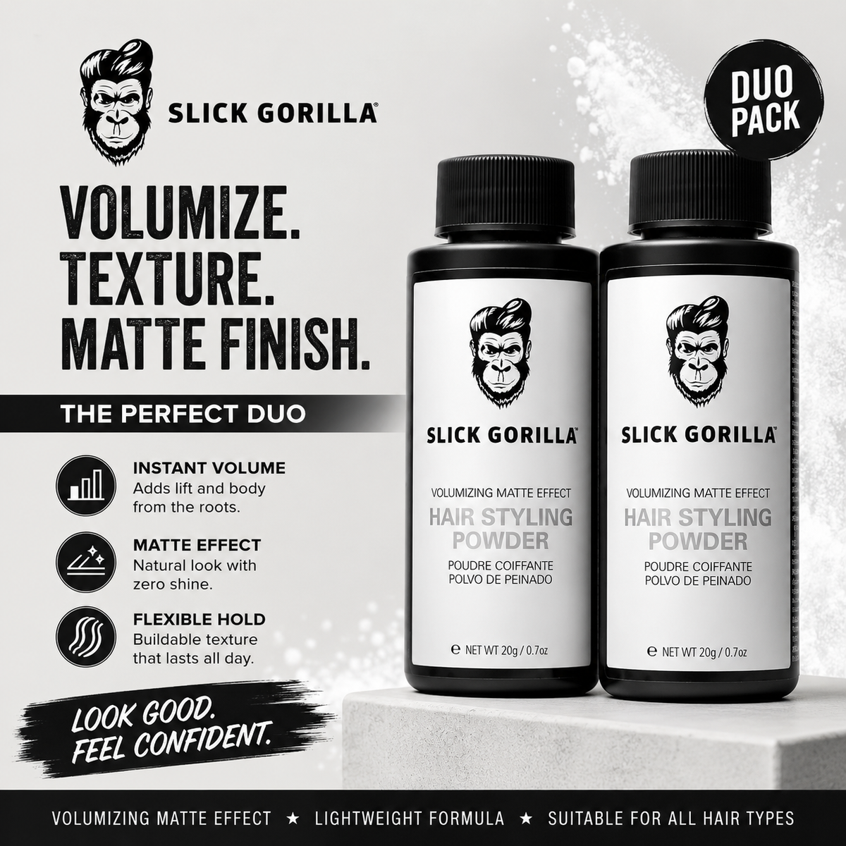 Slick Gorilla Powder - Volumising Matte Styling Powder 20gm