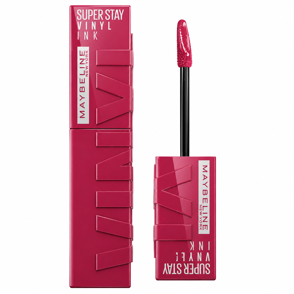 Maybelline Super Stay Vinyl Ink liquid lipstick in fuchsia pink, applicator included