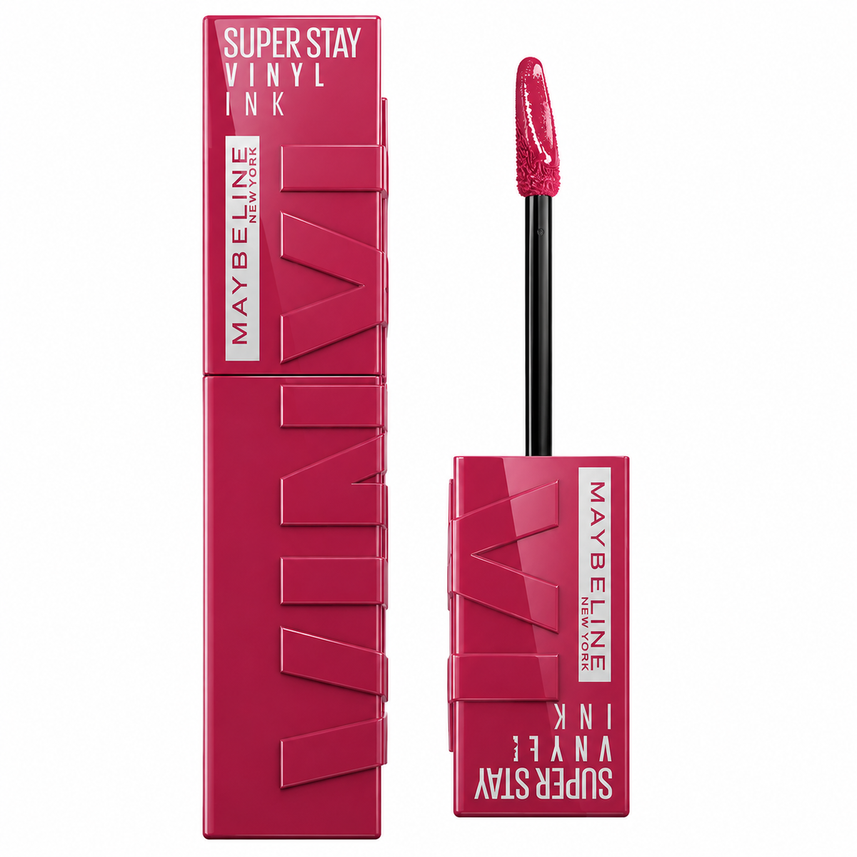Maybelline Super Stay Vinyl Ink liquid lipstick in fuchsia pink, applicator included