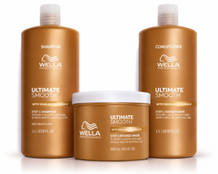 Wella Professionals Ultimate Smooth Shampoo 1L + Conditioner 1L + Hair Mask 500ml Bundle