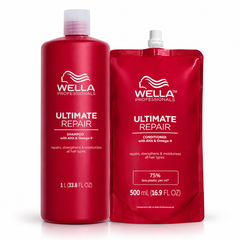 Wella Professionals Ultimate Repair Shampoo 1L + Conditioner Refill Pouch 500ml Bundle