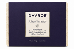Davroe hair care travel gift set in navy box