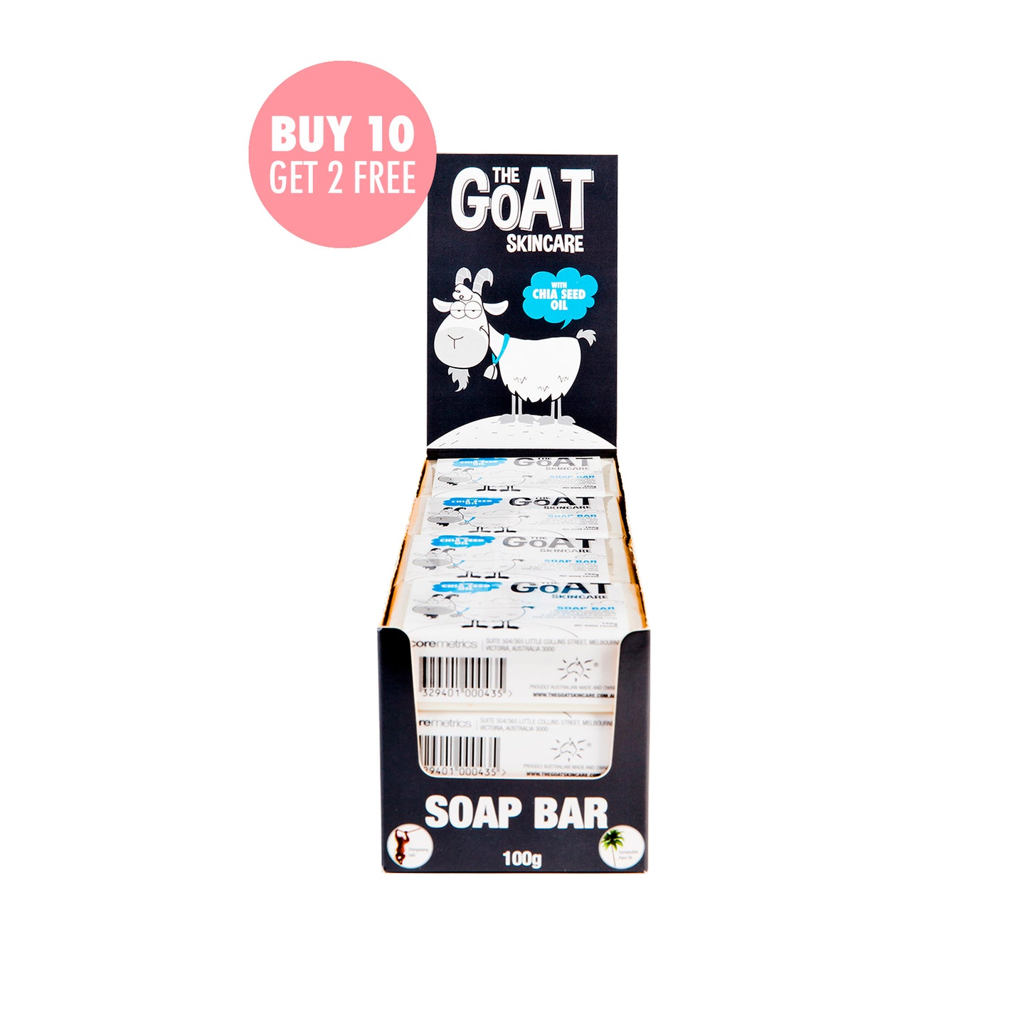 The Goat Skincare Soap Bar with Chia Seed Oil CARTON 12x100g - Kess Hair and Beauty