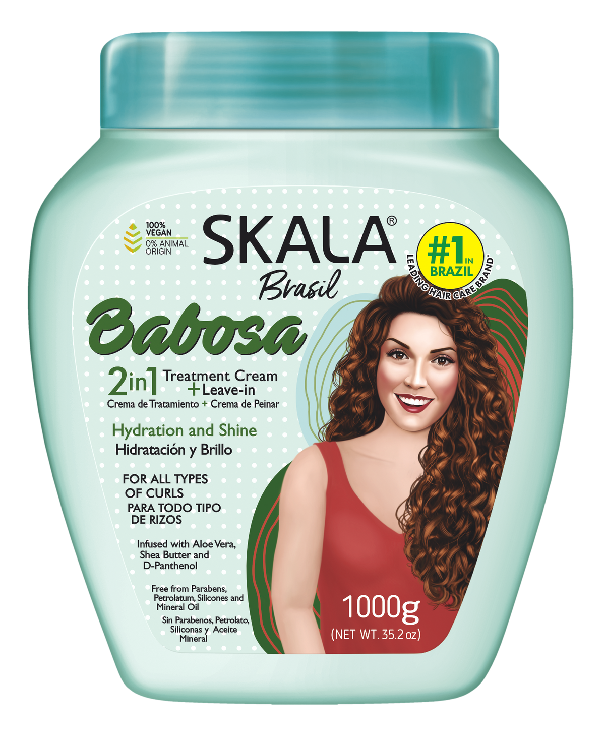 Skala Brasil Babosa Aloe Vera 2-in-1 Hair Treatment Conditioning Cream for Hydration and Shine 1000g