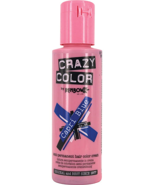 Crazy Color Capri Blue 100ml hair color bottle with pink cap and label