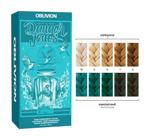 Teal semi-permanent hair color box, Oblivion by Danger Jones, 118 ml