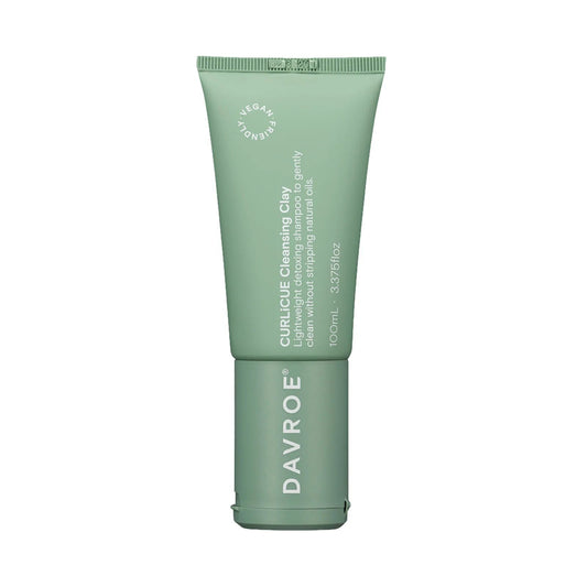 Davroe cleansing clay shampoo tube, green squeeze bottle