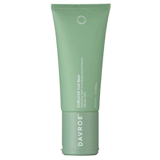 Davroe CURLiCUE curl balm tube, green squeeze container with white logo, 200 ml