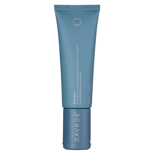 Davroe Formation hair styling cream tube with blue screw cap, blue body