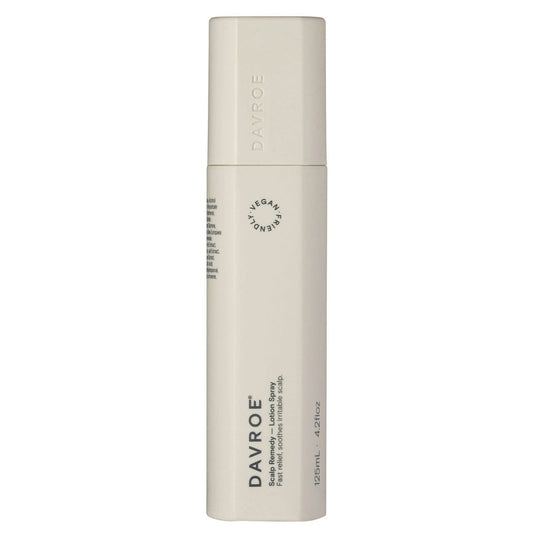 Davroe scalp remedy lotion spray bottle, beige cylindrical with pump cap, 125 ml