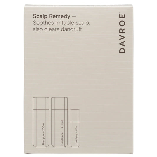 Davroe Scalp Remedy trio pack carton, with product icons and labels