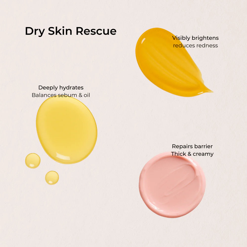 Yellow serum gel drop and pink cream dollop