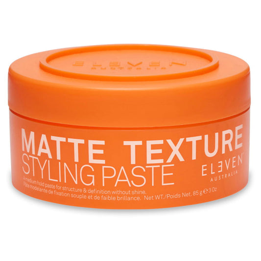Hair styling paste jar, matte texture, orange lid, 85 g