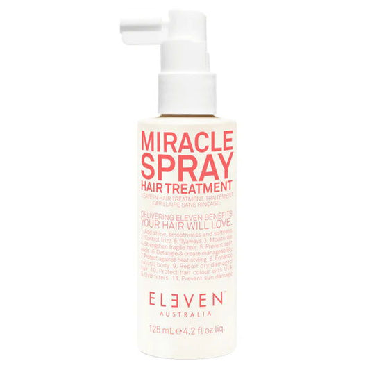 Eleven Australia Miracle Spray hair treatment bottle with white pump, 125 ml