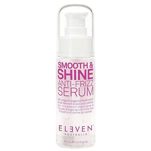 Eleven Australia Smooth & Shine anti-frizz serum bottle, clear pump, 60 ml