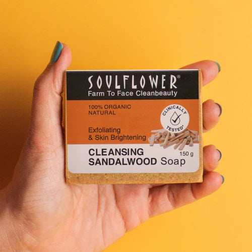 SoulFlower - Sandalwood Soap Proven to Lighten & Brighten Skin 150g