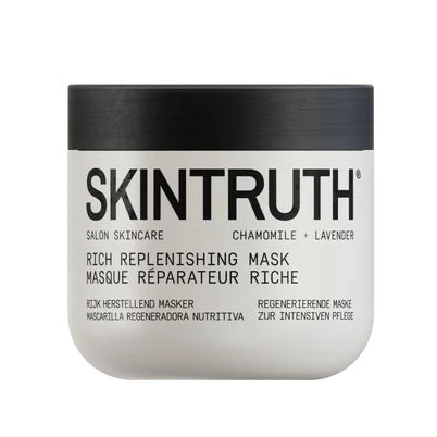 Skintruth rich replenishing mask jar with black lid and light cream body
