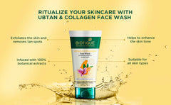 Biotique Ubtan & Collagen Tan Removal Face Wash with Turmeric & Saffron 150ml
