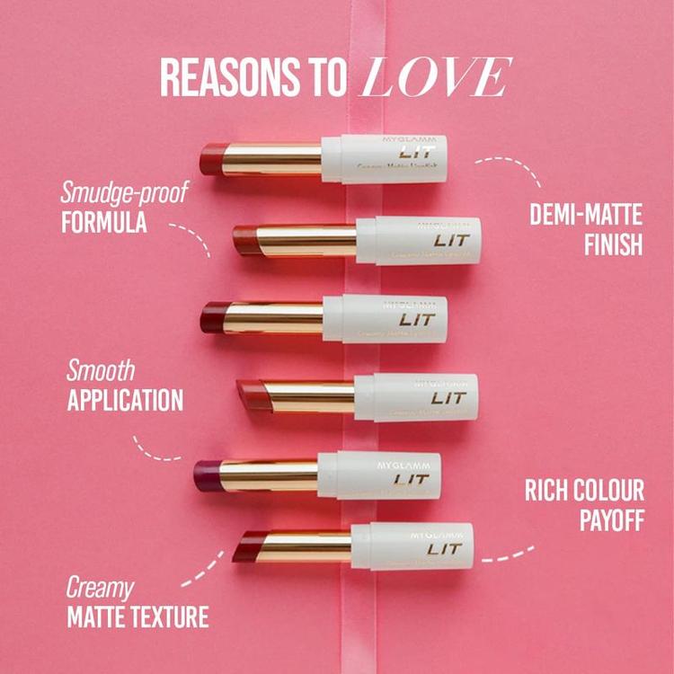 MyGlamm - Lit Creamy Matte Lipstick - French 75 3.7 g