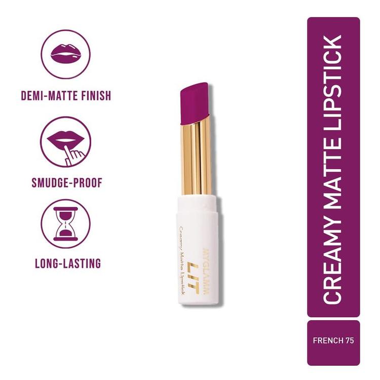 MyGlamm - Lit Creamy Matte Lipstick - French 75 3.7 g