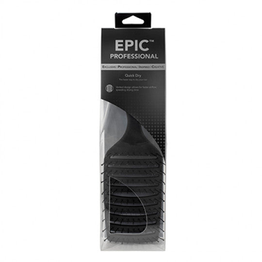 Vent hair brush with quick-dry design, black ergonomic handle