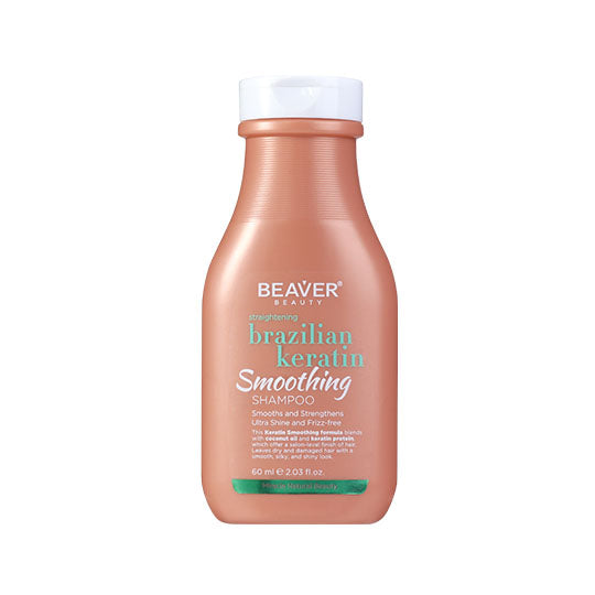 Beaver Beauty Brazilian keratin smoothing shampoo, 60 ml, pink bottle with white cap