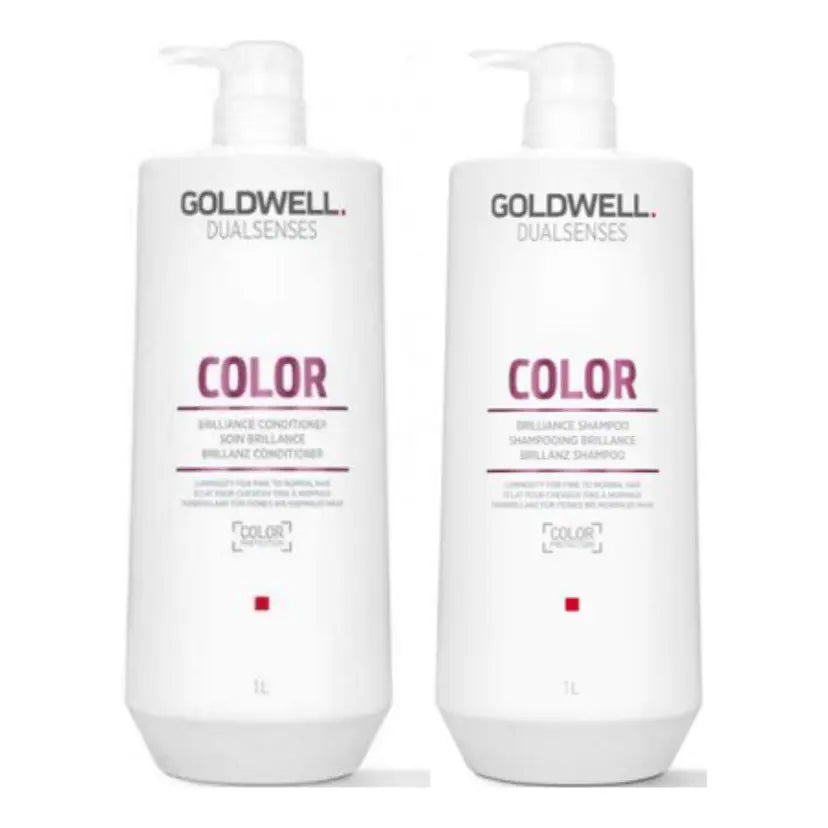 Goldwell Dualsenses Color shampoo bottles, white with pump dispensers