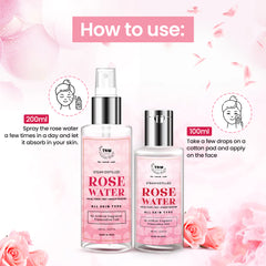 TNW - The Natural Wash 100% Steam Distilled Rose Water Face Toner Gulab Jal Hydration 200ml