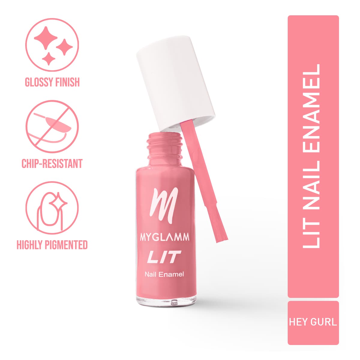 MyGlamm - LIT Long Lasting Nail Enamel 7ml - Hey Gurl