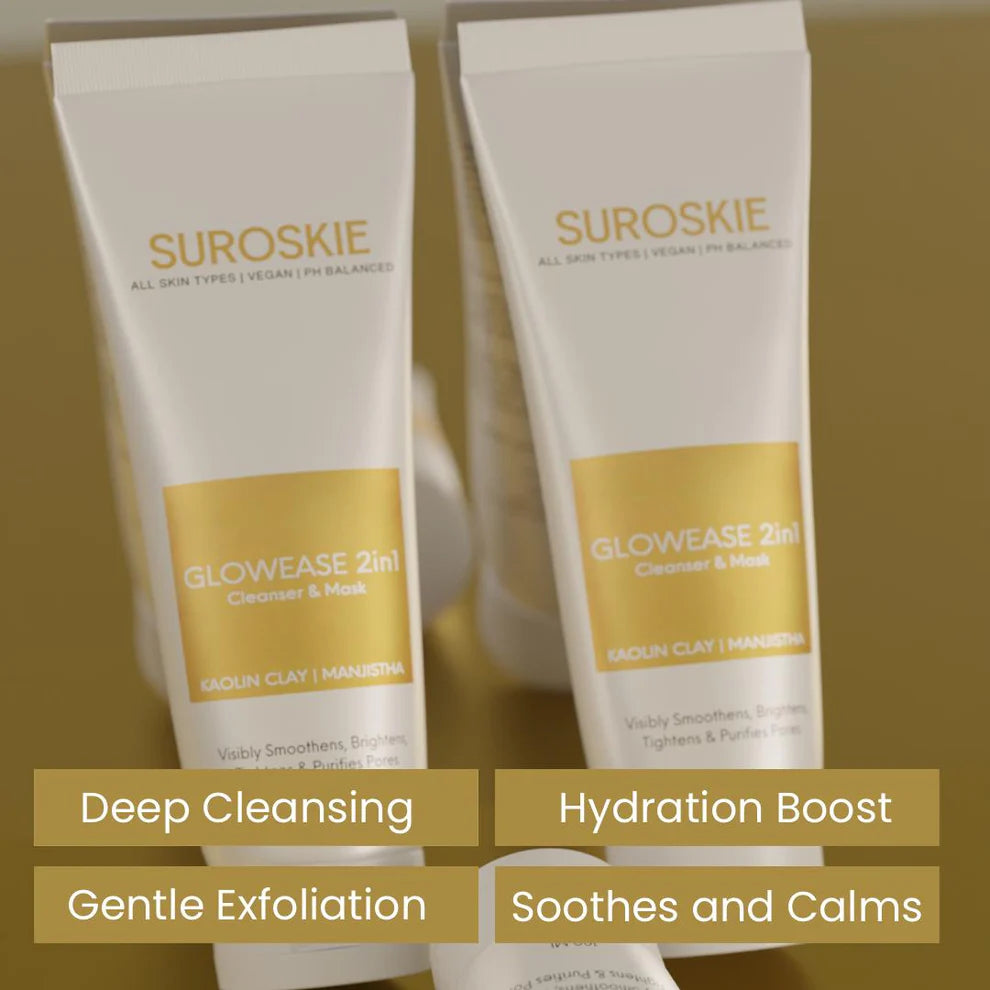 Suroskie - GlowEase 2in1 Cleanser & Mask | Visibly Smoothens, Brightens, Tightens & Purifies Pores | 100ml