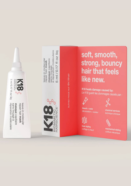 K18 Molecular Repair Mask 5ml bottle and red product box