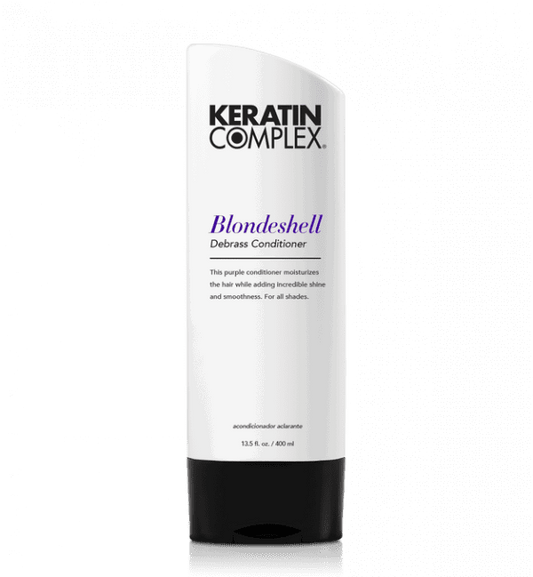 Keratin Complex Blondeshell conditioner bottle, white with black base and cap