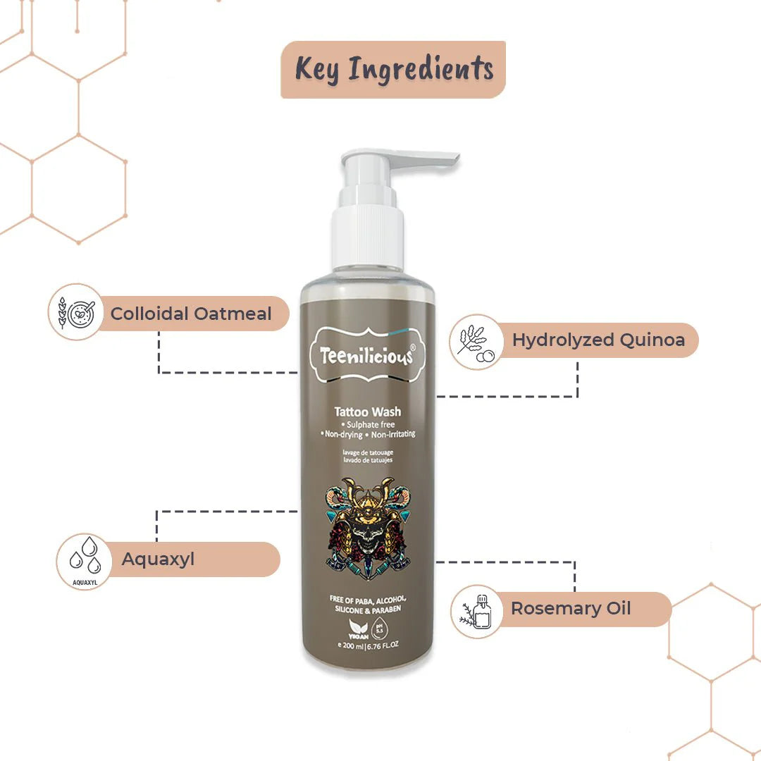 Teenilicious - Tattoo Wash With Colloidal Oatmeal & Hydrolyzed Quinoa 200ml
