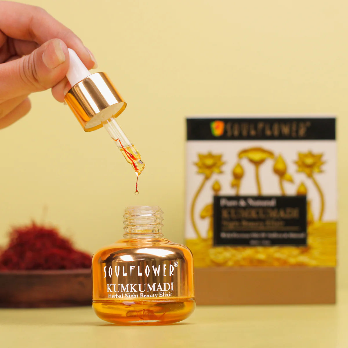 SoulFlower - Kumkumadi Tailam Oil with Saffron and Almond for Skin Lightening, Pigmentation Control 30ml
