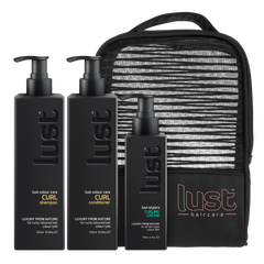LUST Haircare curl set: shampoo, conditioner, curling cream, with travel pouch