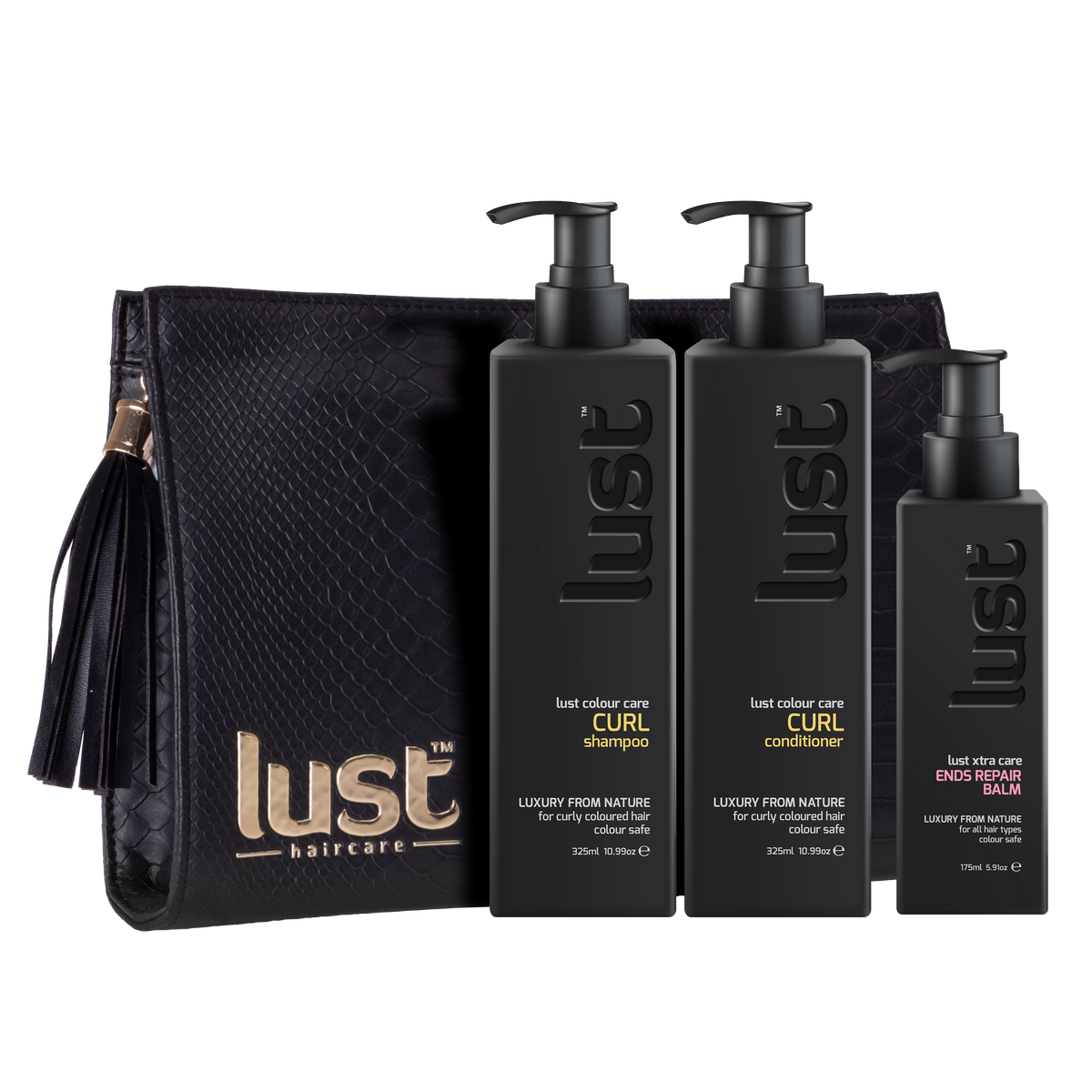 Lust Curl Shampoo Conditioner & Ends Repair Balm Trio Pack