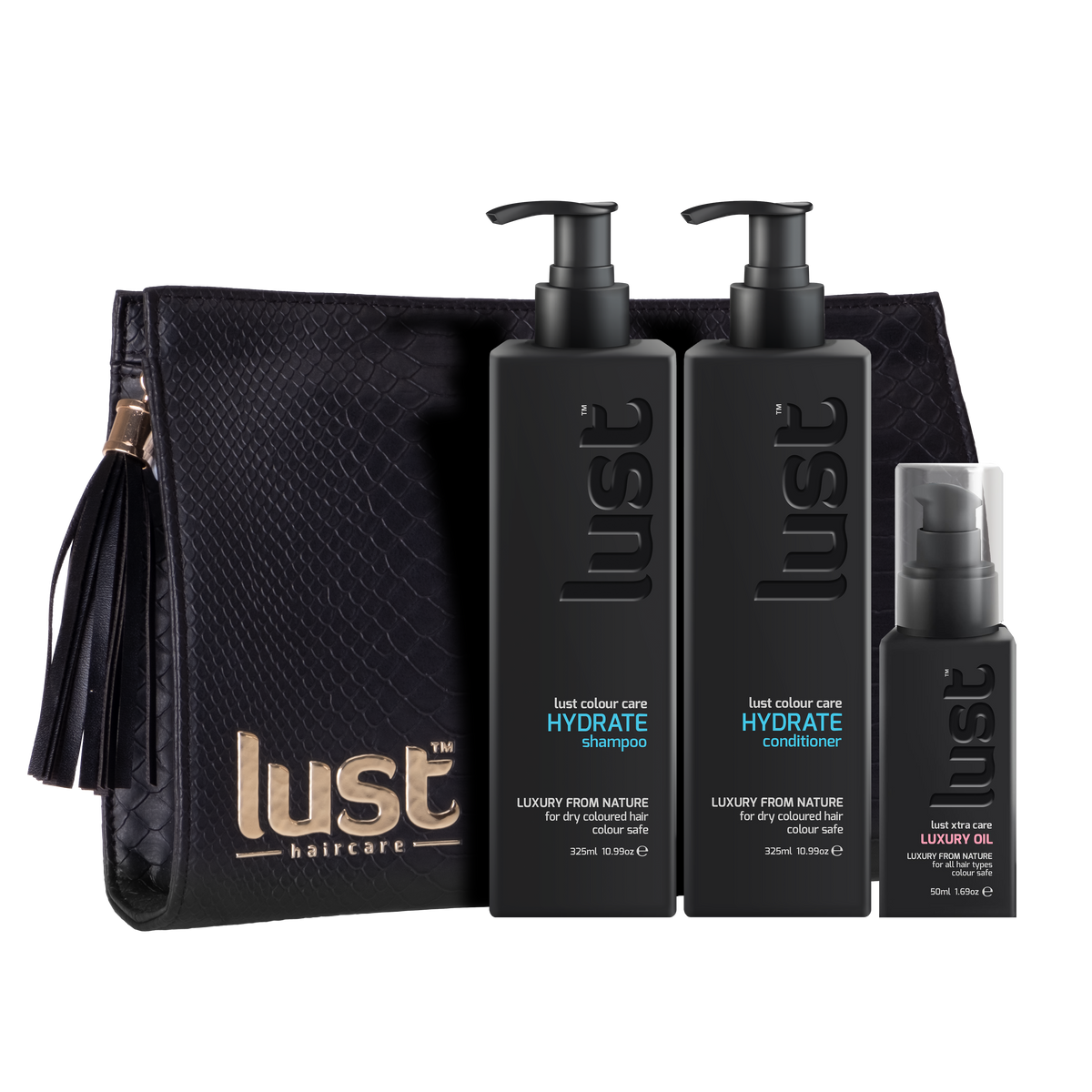 Lust Hydrate Shampoo Conditioner & Luxury Oil Trio Pack