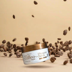 Recovery hair mask jar with gold lid and brown label