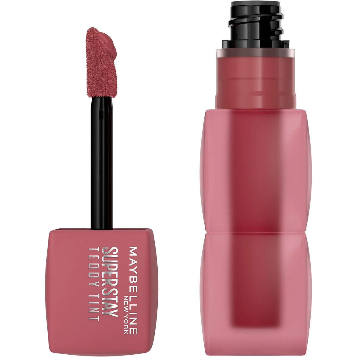 Lip tint tube with doe-foot applicator, rose velvet choker shade