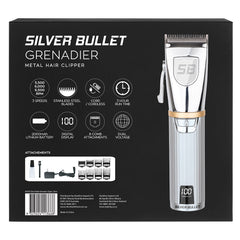 Silver Bullet Grenadier Metal Hair Clipper - Silver - Kess Hair and Beauty