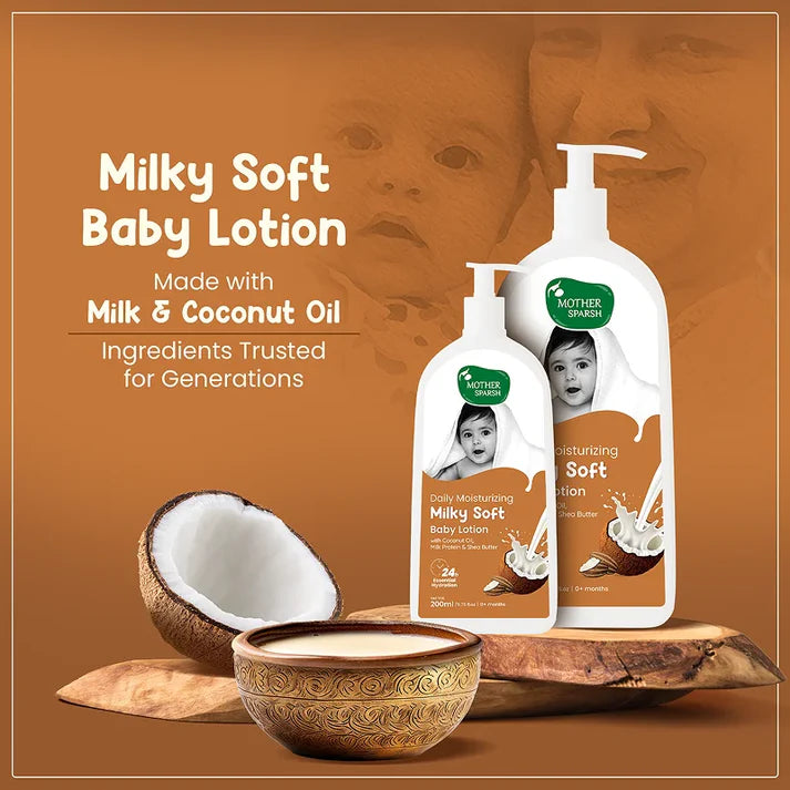Mother Sparsh Milky Soft Baby Lotion With Milk Protein, Coconut Oil & Shea Butter 200ml