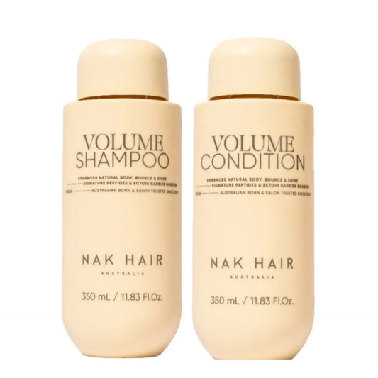 Volume shampoo and conditioner bundle, 350 ml bottles with pump, front view