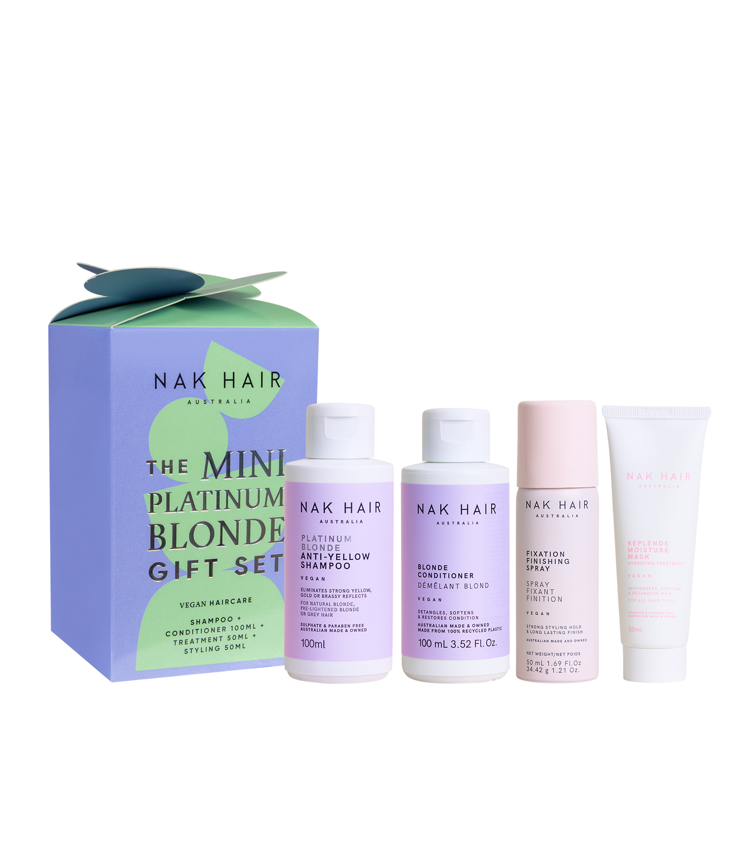 Nak The Mini Platinum Blonde Gift Set Travel Pack. - Kess Hair and Beauty