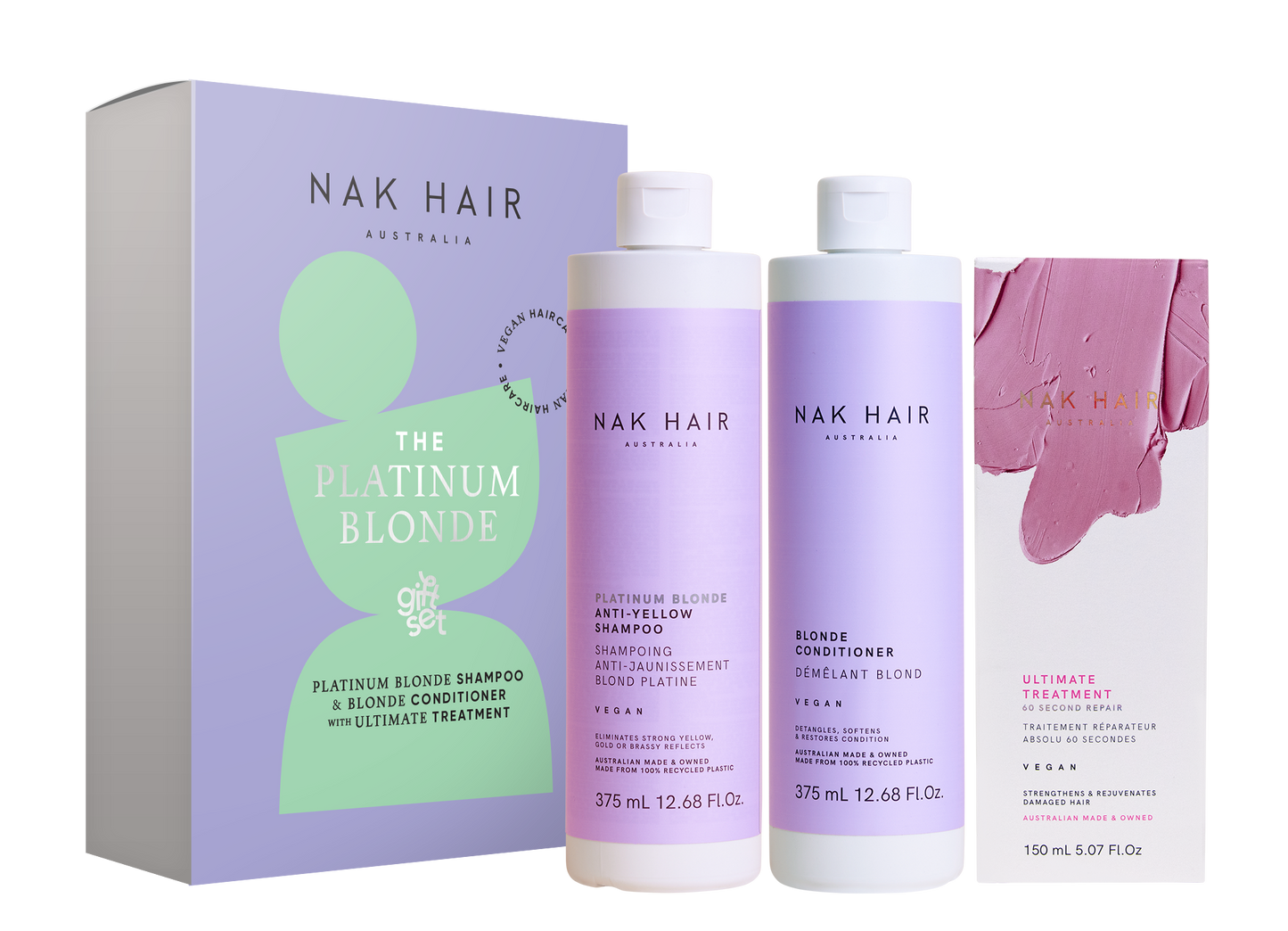 NAK Hair Platinum Blonde Trio Gift Set - Kess Hair and Beauty