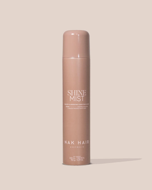 NAK HAIR Shine Mist hair spray bottle, light pink cylindrical canister